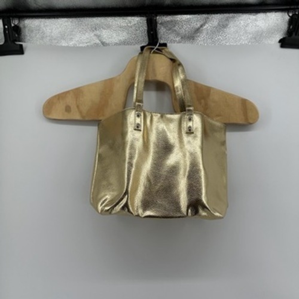 Gold i.Chi Tote Bag‎ Purse Handbag Faux Leather Metallic Party Evening NWOT